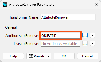 Selecting an attribute to remove